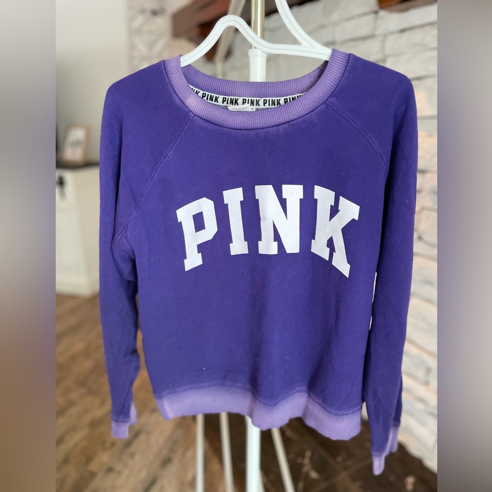Pink sweatshirt. Purple. Medium thickness. Small.
